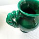 Vase vert Vallauris vintage anses torsadées