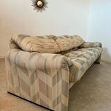 Ancien canapé Maralunga 3 places design italien des années 70 Cassina tissu patchwork