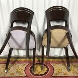 Pair of age Art Deco red velvet chairs