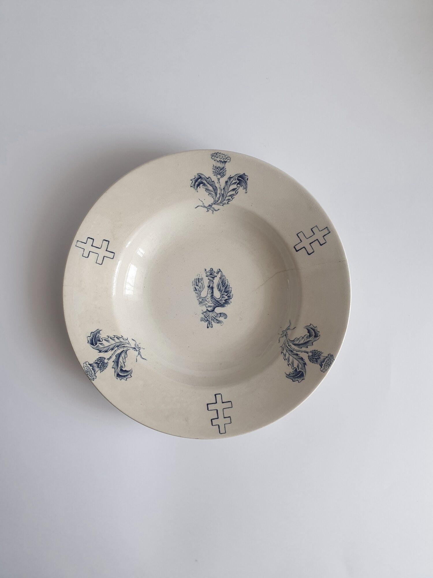 Hollow plate Luneville Keller Guerin thistle cross of Lorraine