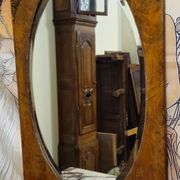 Large oval mirror in burl wood and gilded bronze – Napoléon III period - late 19th century