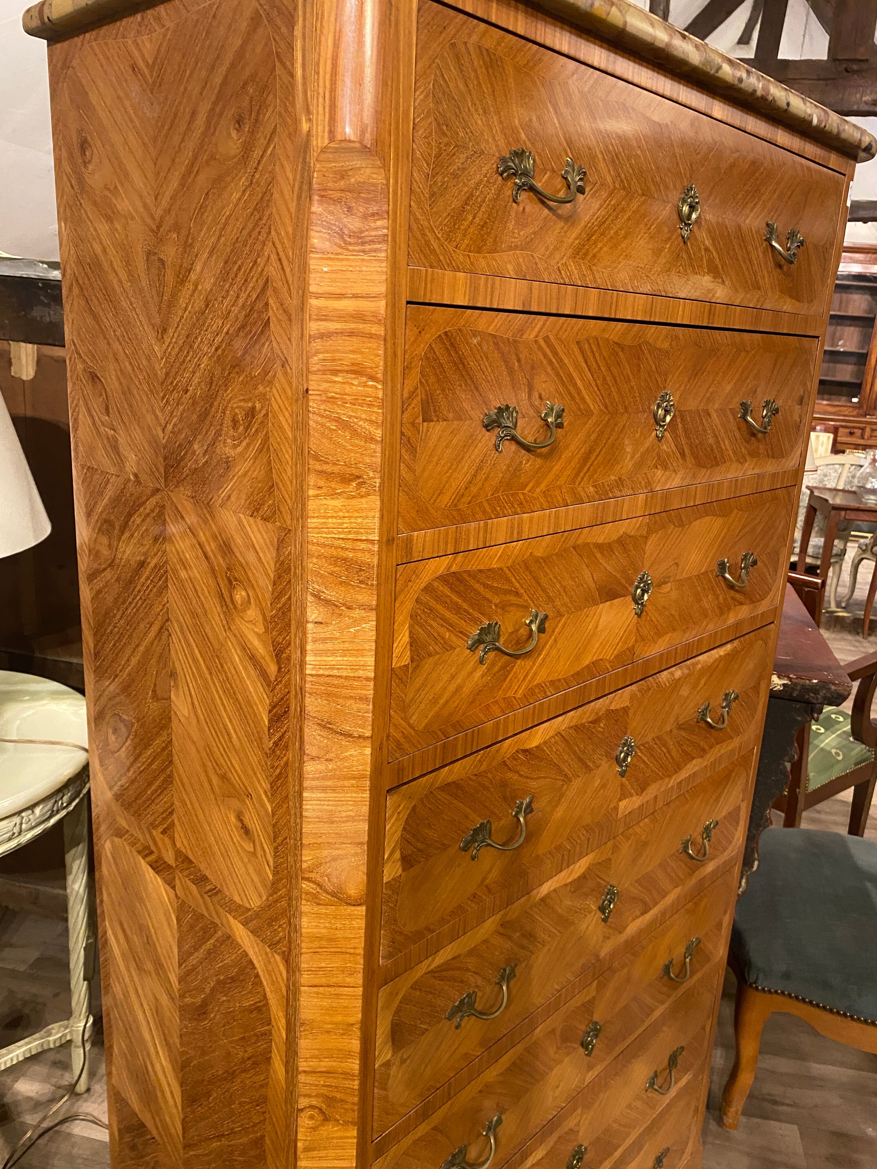 Semainier in rosewood veneer style louis XV Louis XVI