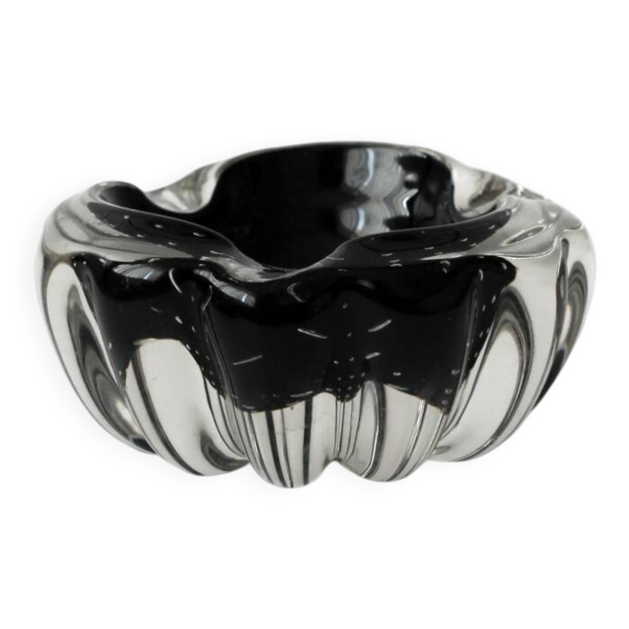 Cendrier en verre à bulles de cristal Walter Johansson, pour Orrefors, Suède, années 1960