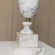 Vintage White Marble Table Lamp, Handmade Italian Modernist 1960s – Brass Accents