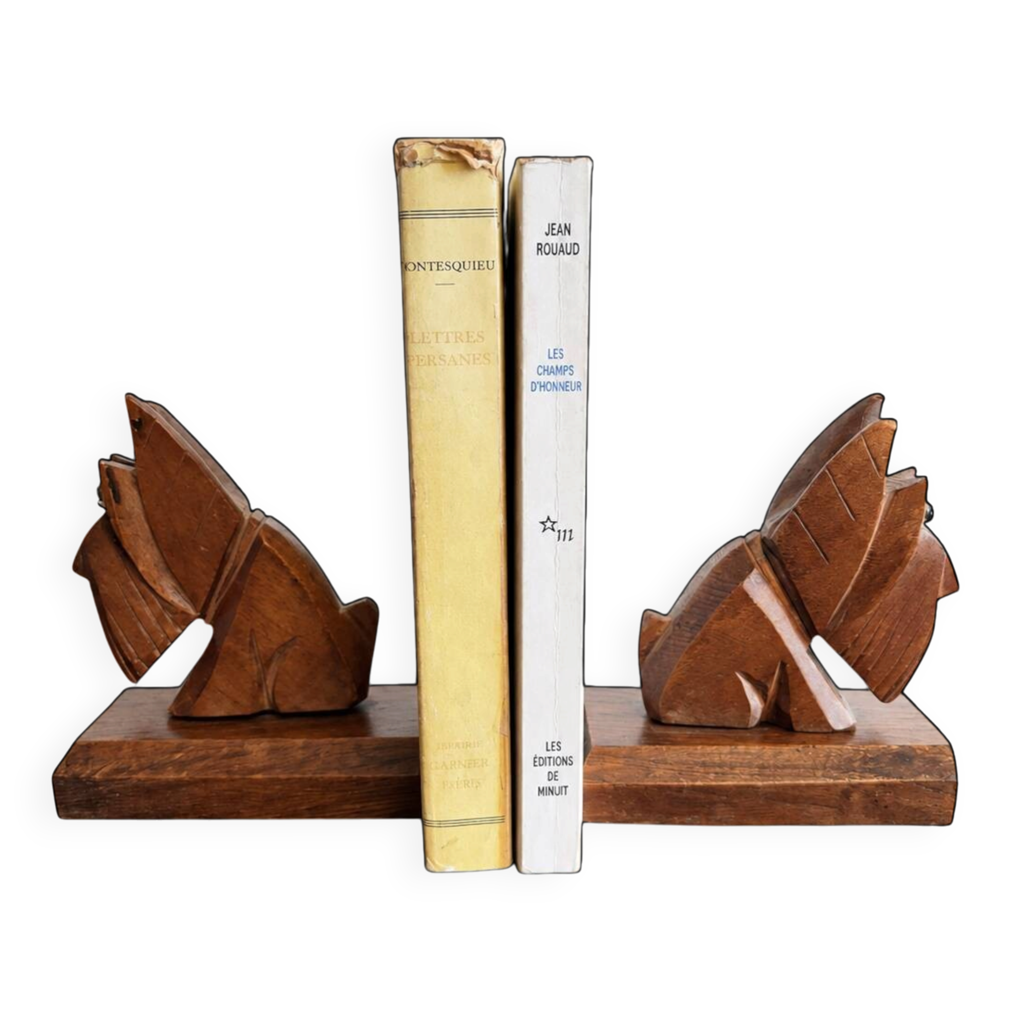 Vintage carved wooden bookends – Scottish Terrier dogs