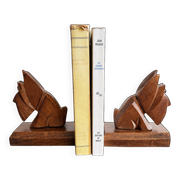 Vintage carved wooden bookends – Scottish Terrier dogs