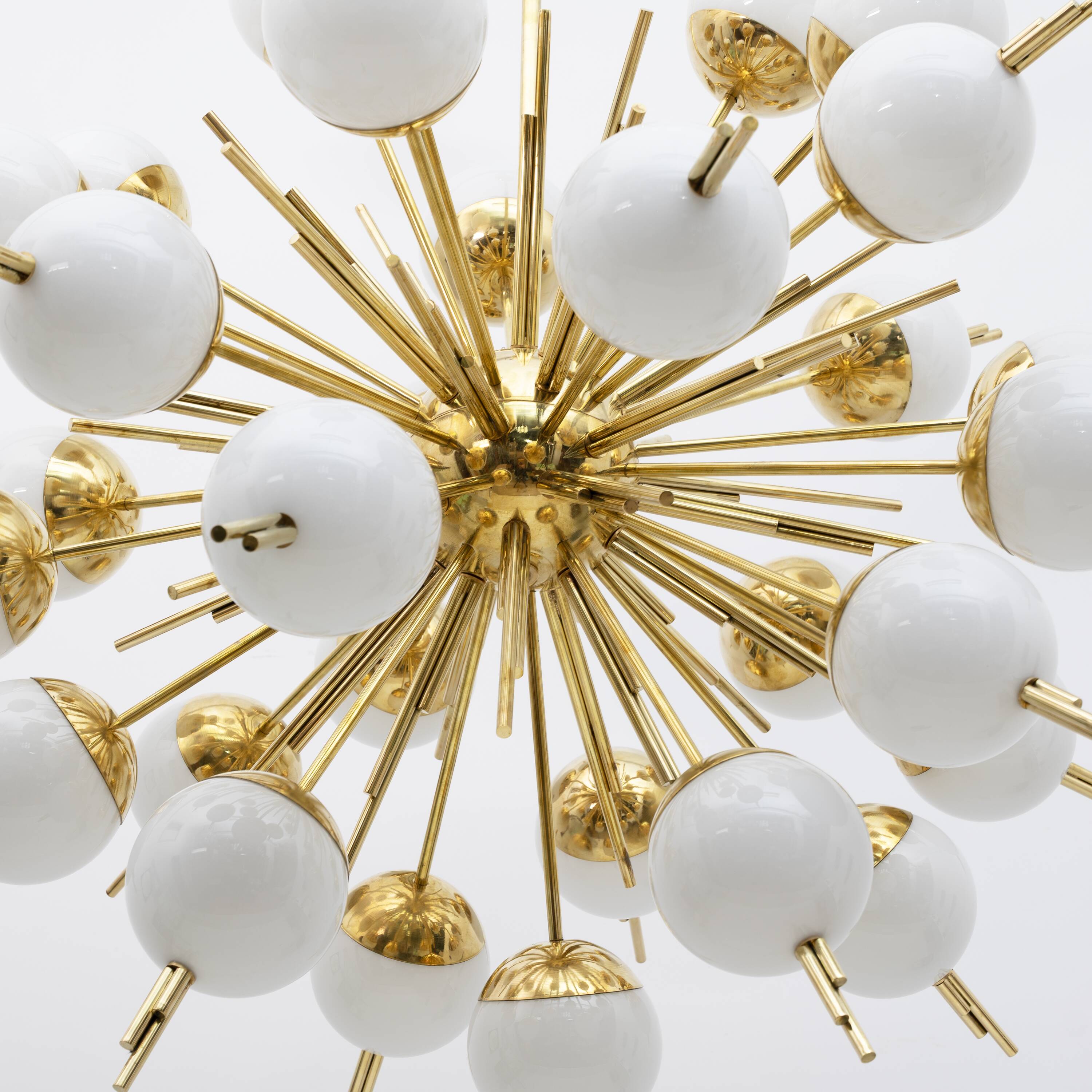 Large Sputnik Murano Glass and Brass Chandelier