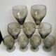 Ensemble de 9 verres à liqueur art déco en verre fumé années 30-40
