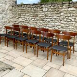 Series of 12 Scandinavian design chairs 1960s"