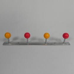 Wall-mounted coat rack with colored balls, 1950s