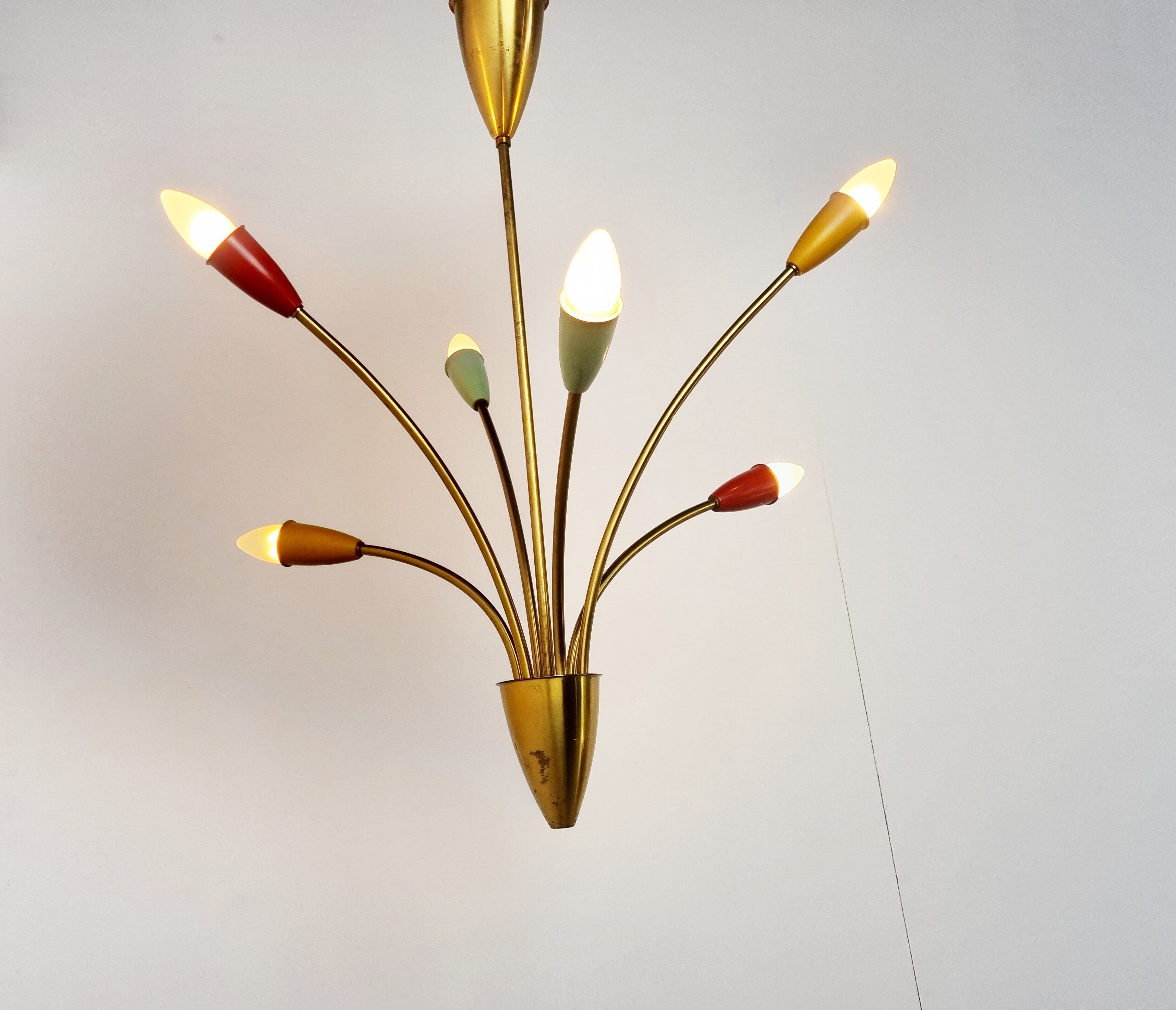 Mid century brass italian chandelier, 1960s