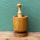 Turned wooden mortar and pestle