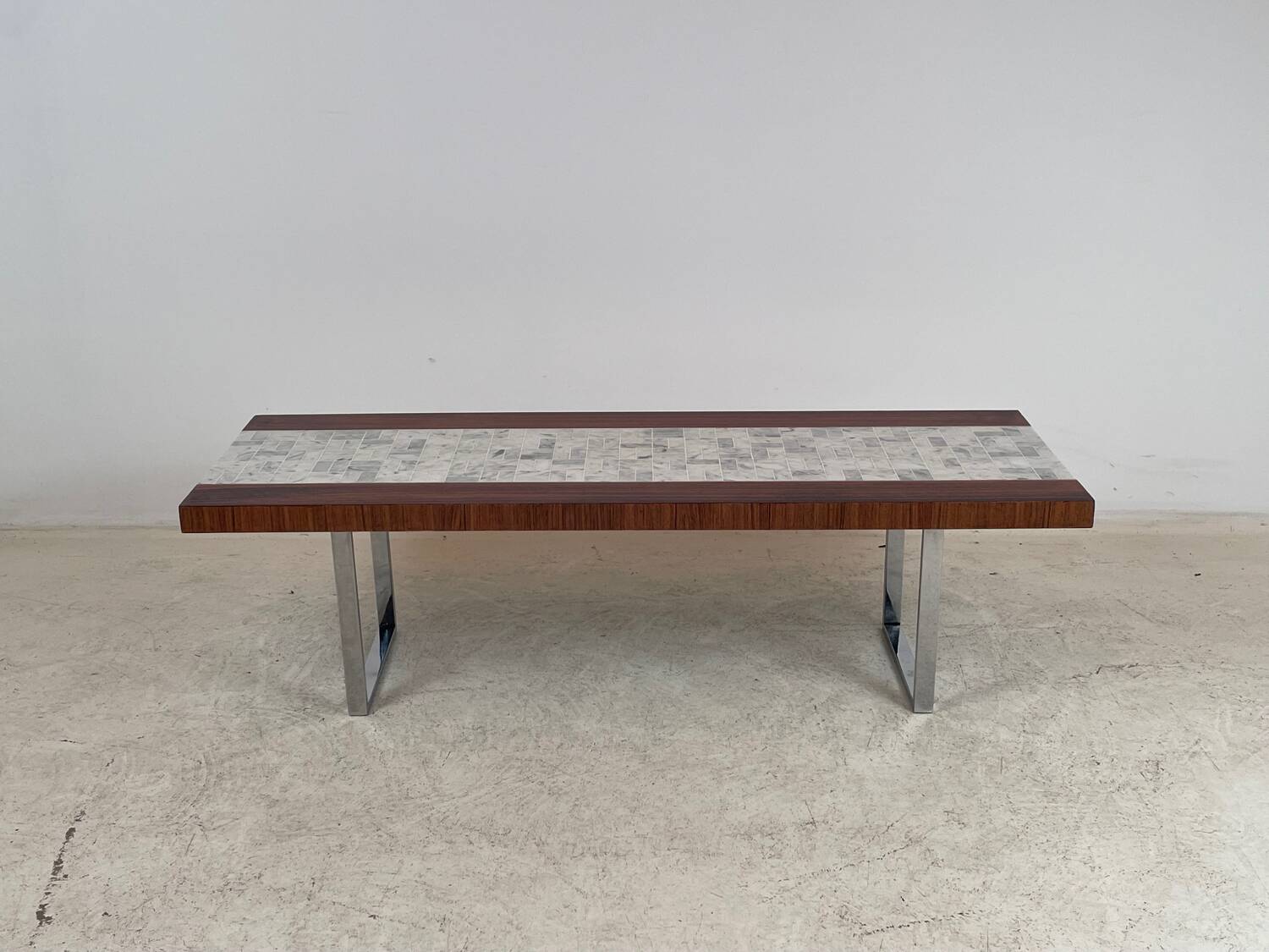 "SEM" coffee table in marble and rosewood 1970