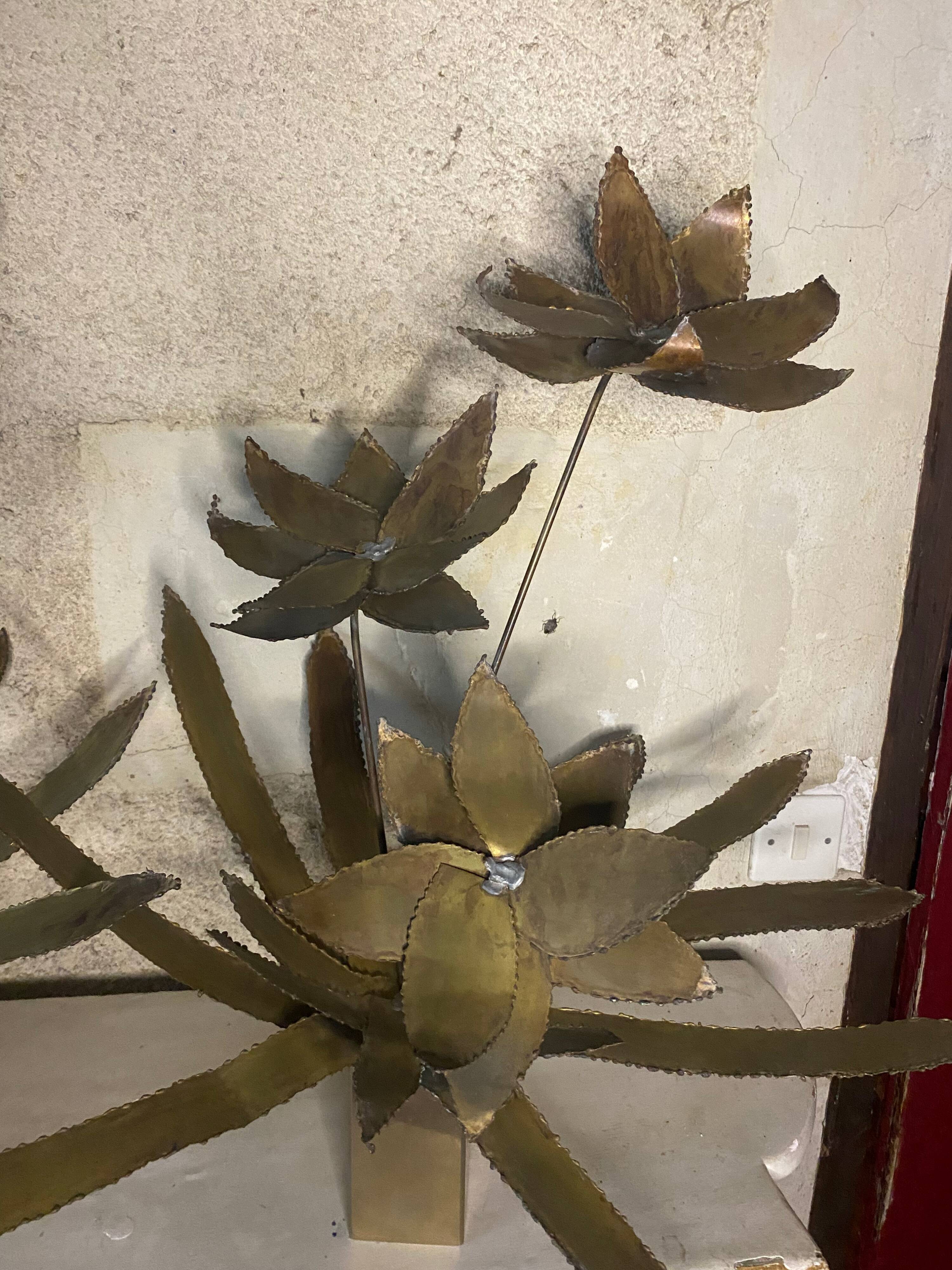 Pair of brass flower bouquets 1970