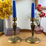Pair of bronze table candlesticks late nineteenth century