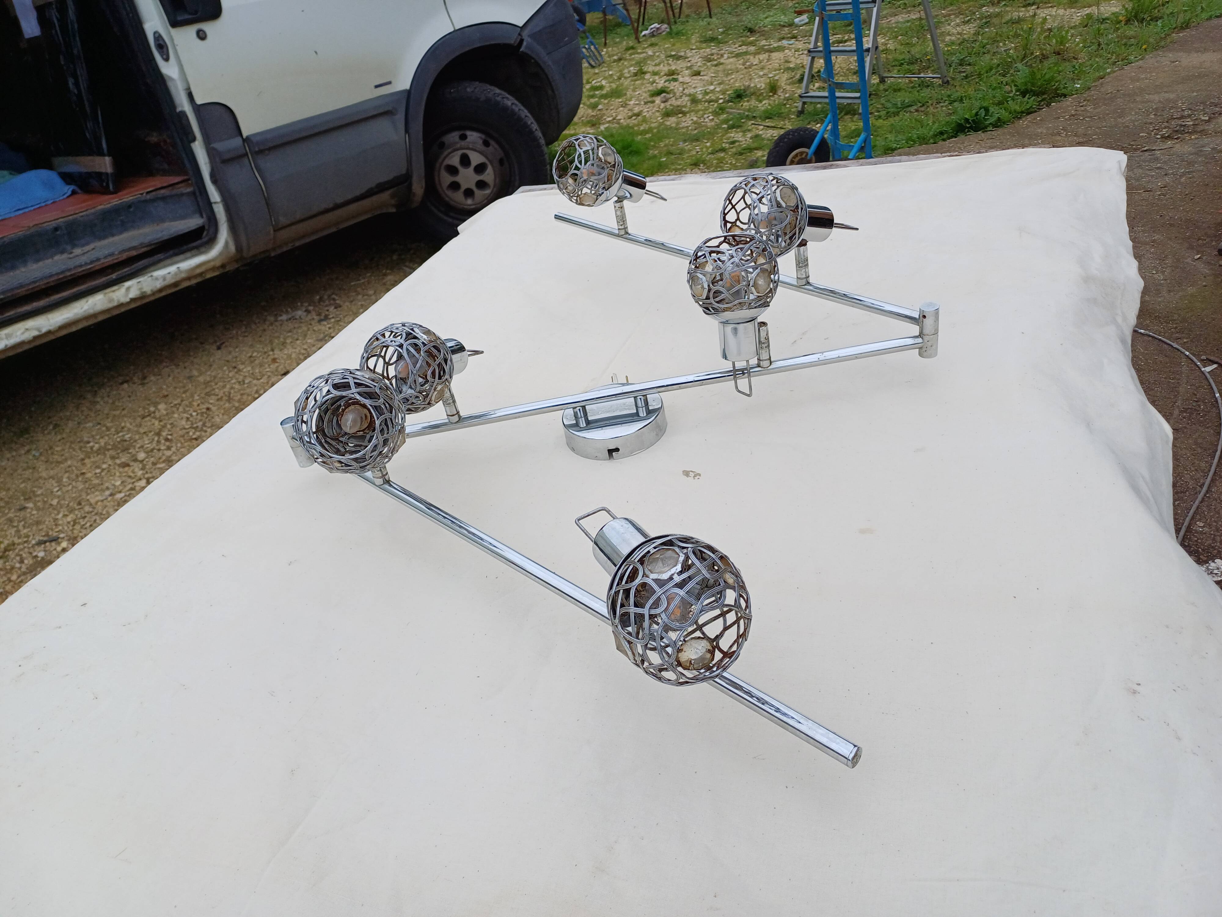 Vintage Chrome Pendant Light