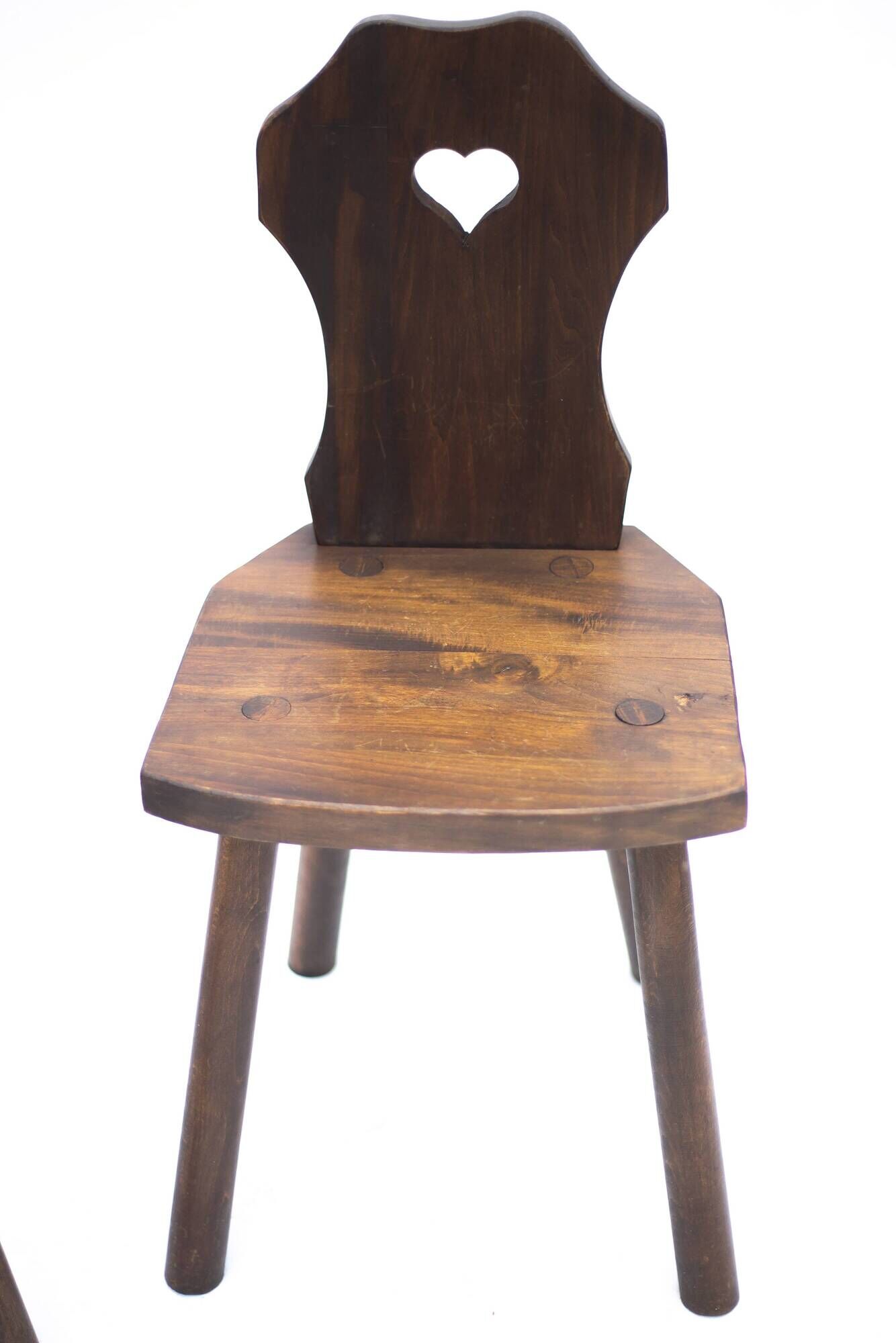 Set of 3 vintage brutalist mountain chairs, wooden chair, chalet