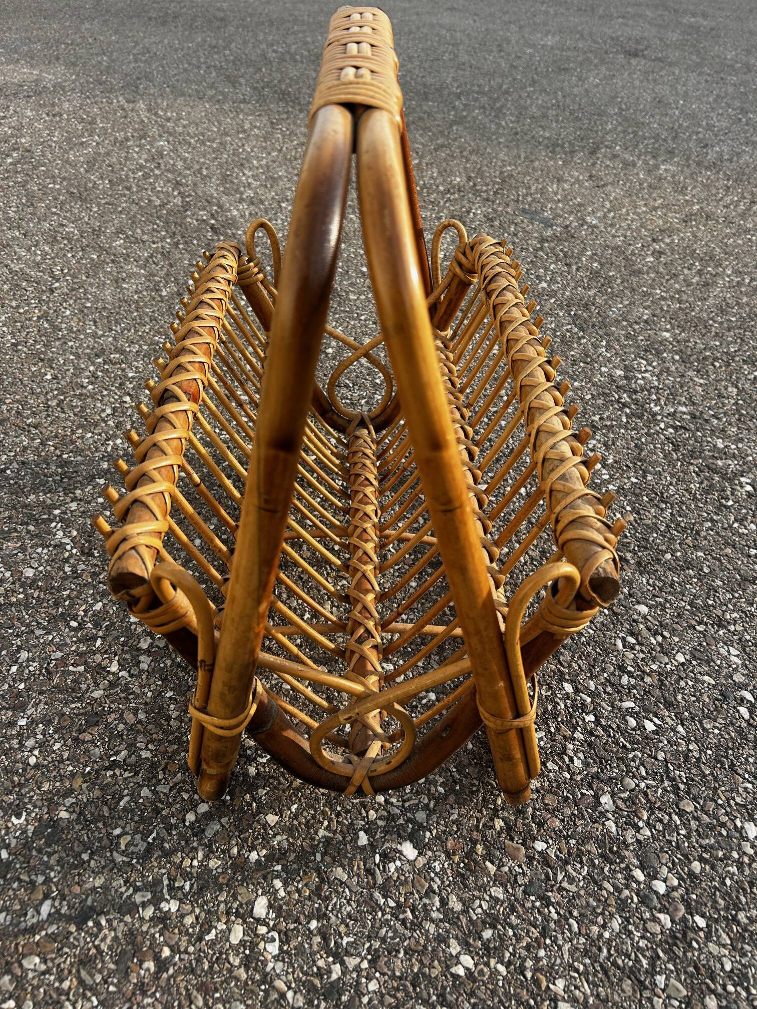 vintage rattan magazine rack