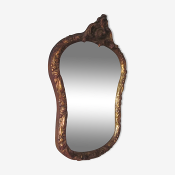 Miroir ancien en bois et stuc dorè