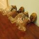 Wall lamps in gilded metal, verrine in the shape of amber glass corollas, 70s