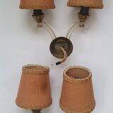 Pair of vintage 1950s double lampshade wall lights