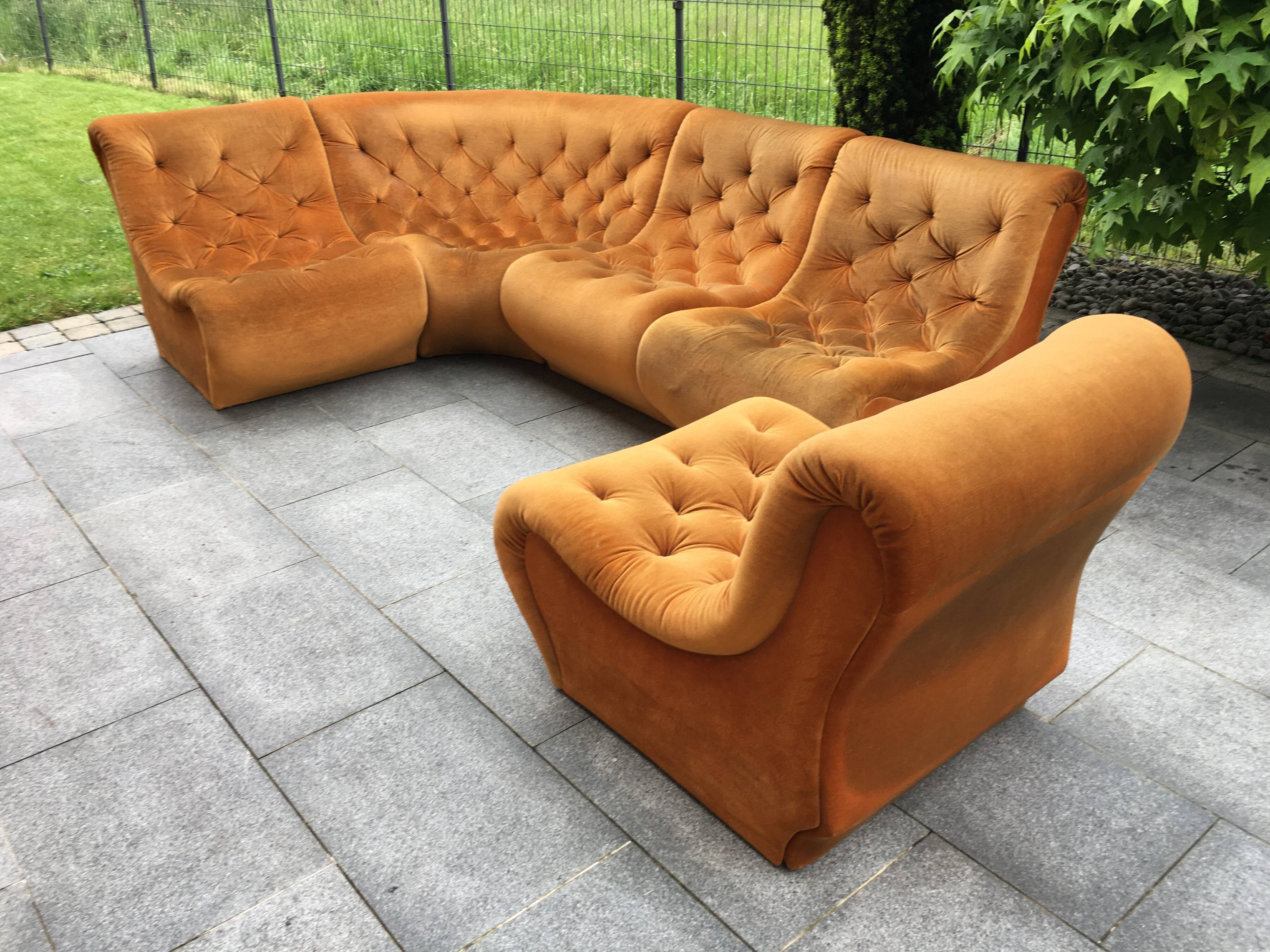 modular velvet sofa from the 70s