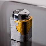 Brutalist lighter by Art3, Brass and aluminum, 1970, Spain