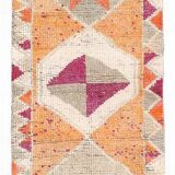 Tapis runner vintage berbère, motifs géométriques orange violet, 74x307Cm