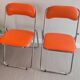 Chaises pliantes vintage chrome / skaï orange Soudexvinyl