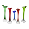 1970s colorful set of five glass vases by Bo Borgstrom for ASEDA, Sweden