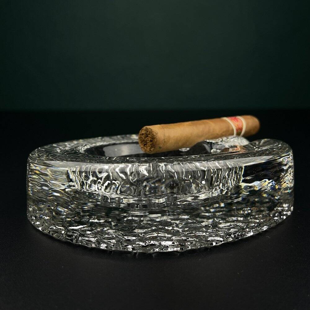 Vintage frosted glass ashtray by Kosta Boda, Sweden, 1970s.