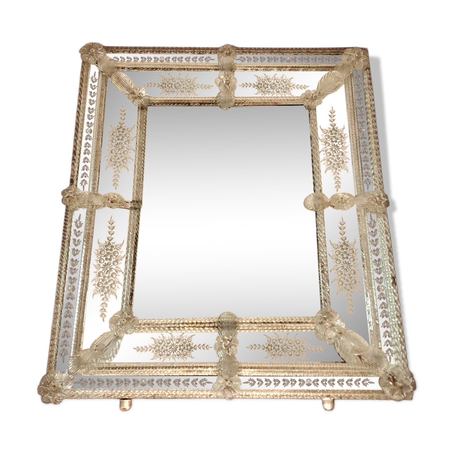 Venetian mirror with Murano glass frame