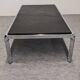 Table basse moderniste en ardoise et métal chromé, Italie vers 1970