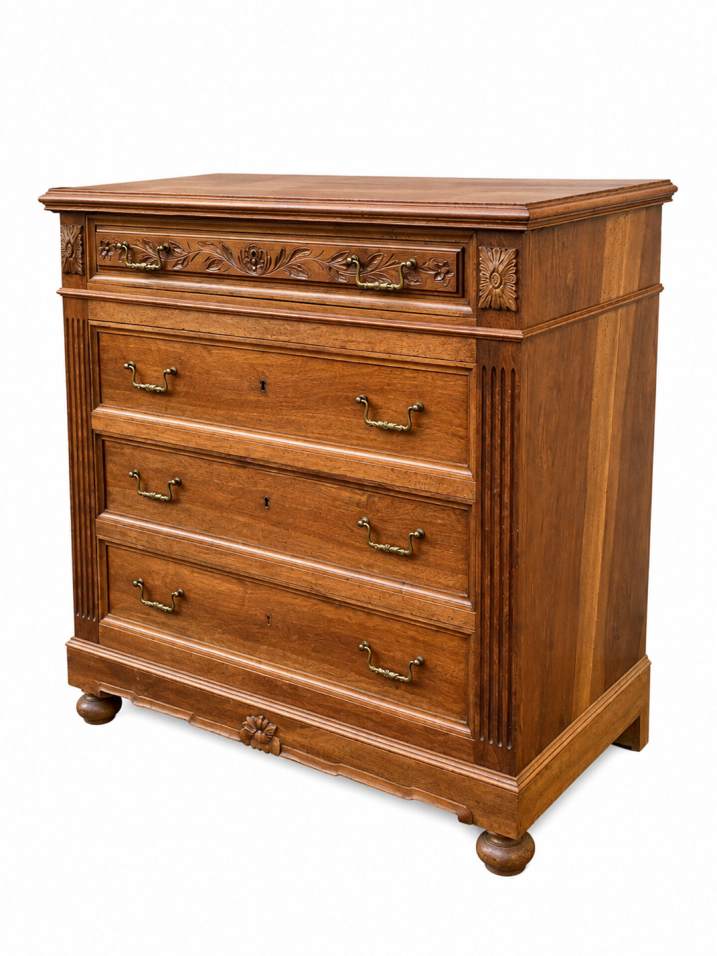 Commode Néo-Renaissance Henri II avec marbre rouge