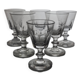 6 19th century crystal wine glasses in the shape of Baccarat, Caton model