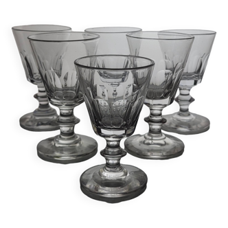 6 verres à vin en cristal XIXème de forme Baccarat modèle caton