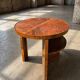 Art Deco round side table with shelf – vintage wood occasional table / bedside table
