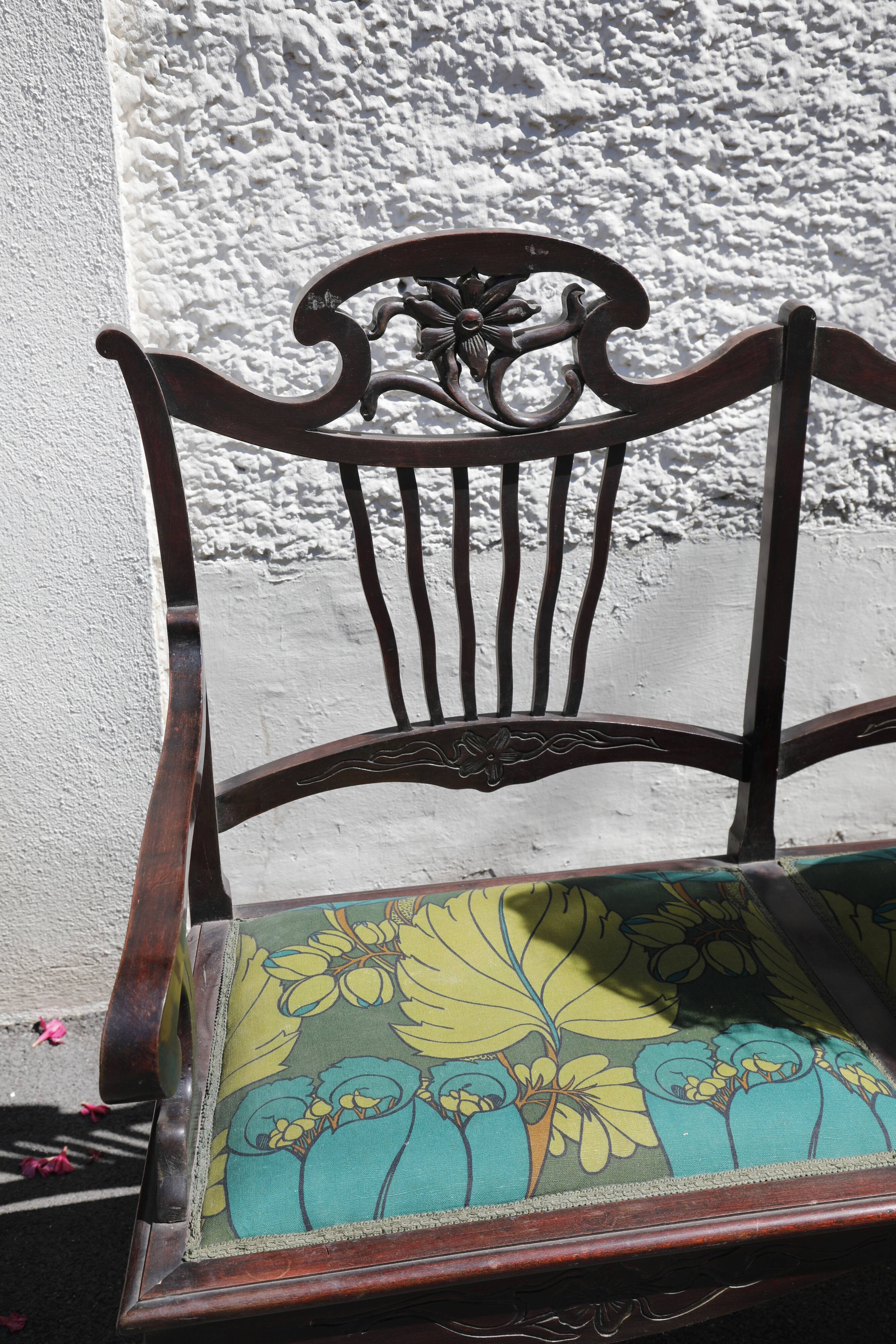 Art Nouveau Italian walnut bench