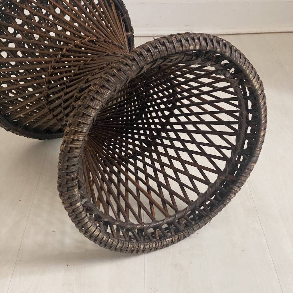 Vintage 1970s rattan tamtam diabolo stool