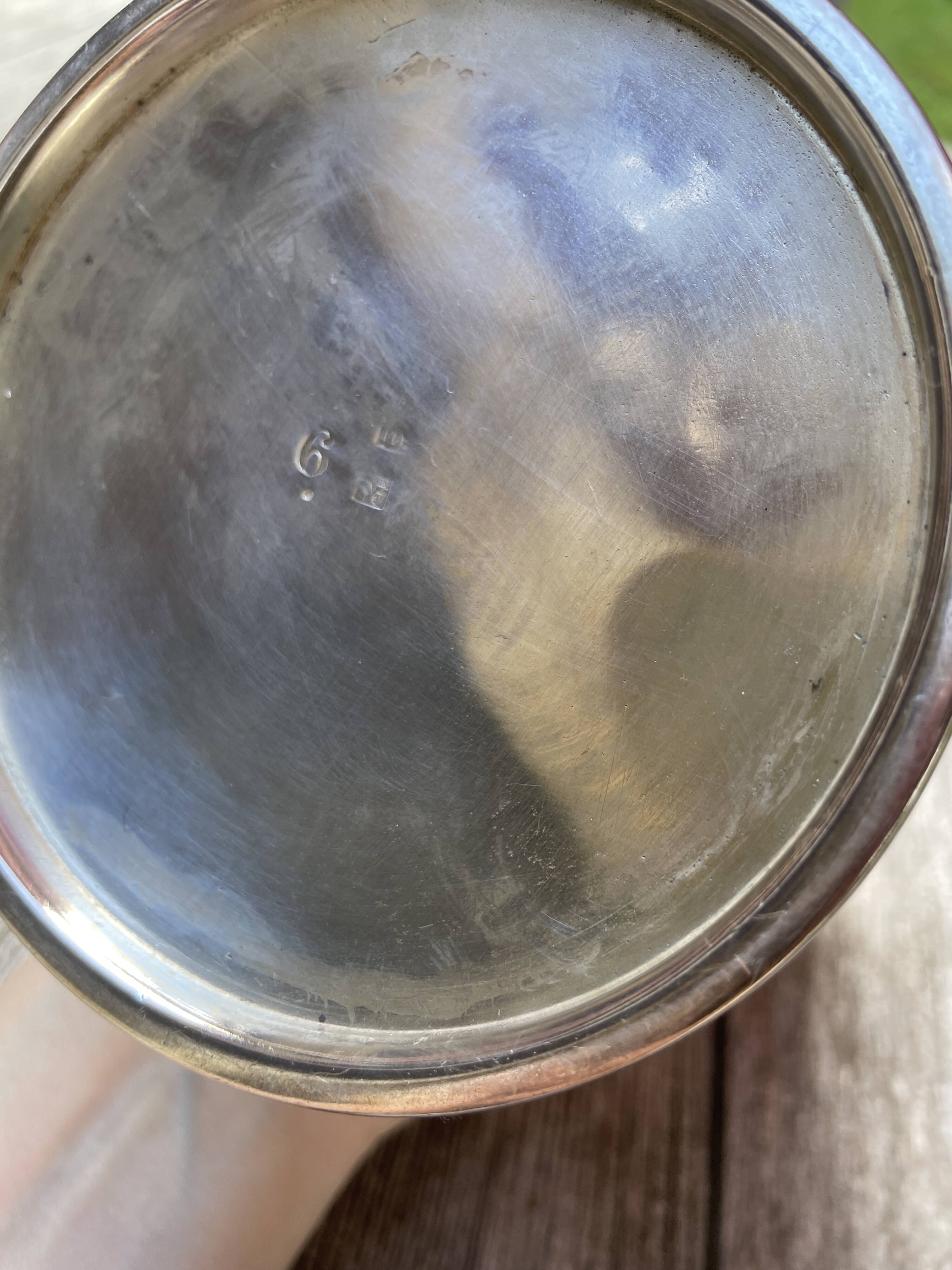 Silver chocolate pot with wooden handle and lid