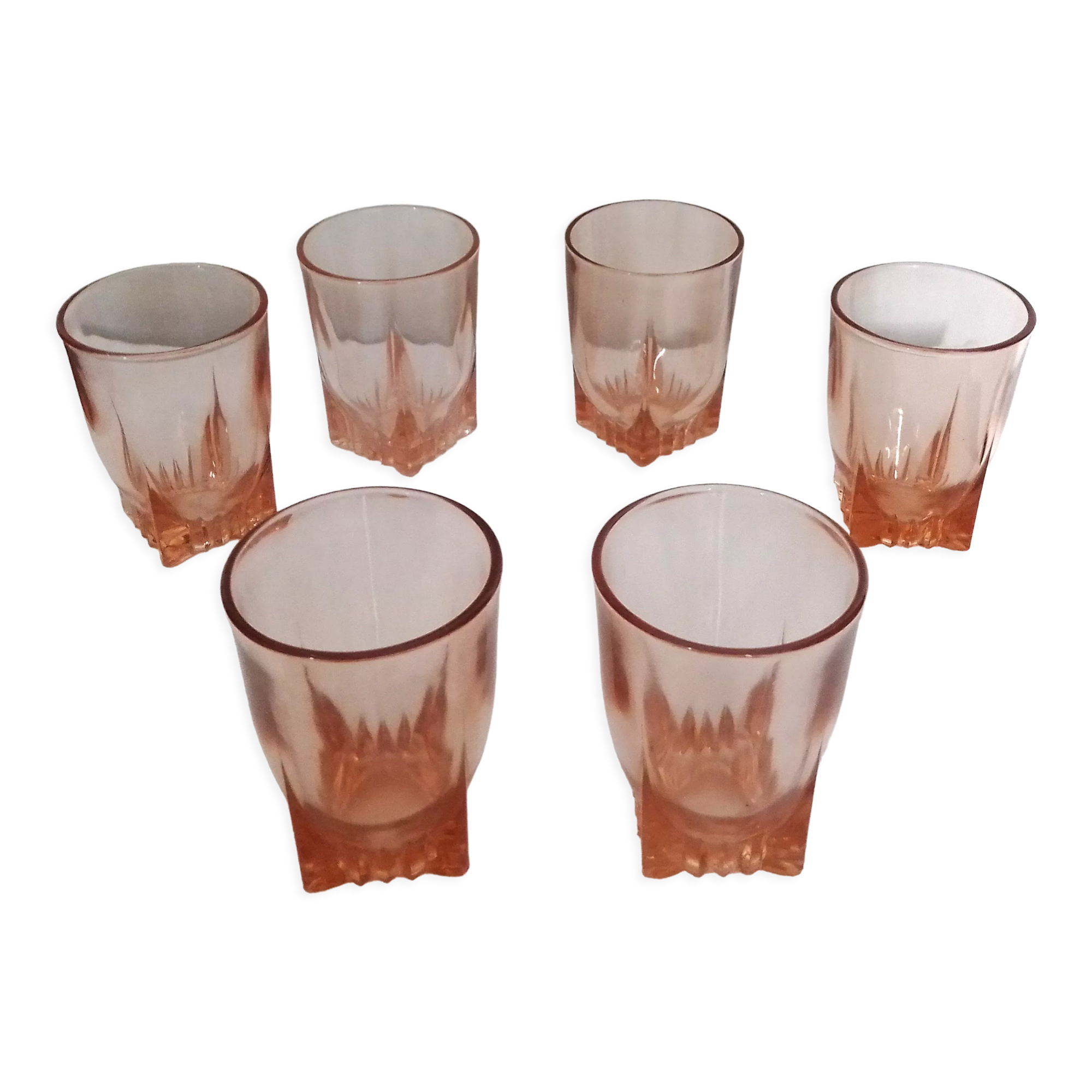 Set of 6 vintage old pink glasses