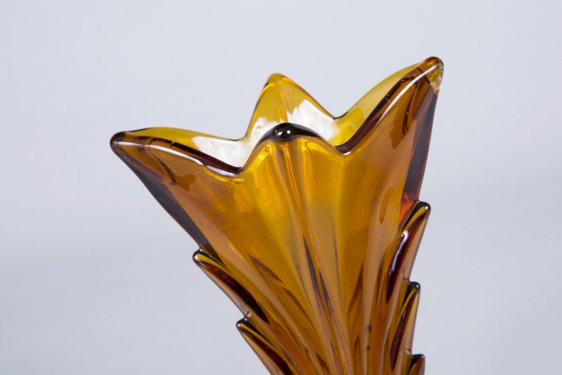 Art Deco Pink, Yellow and Orange Glass Vases, Bohemia, Set of 3
