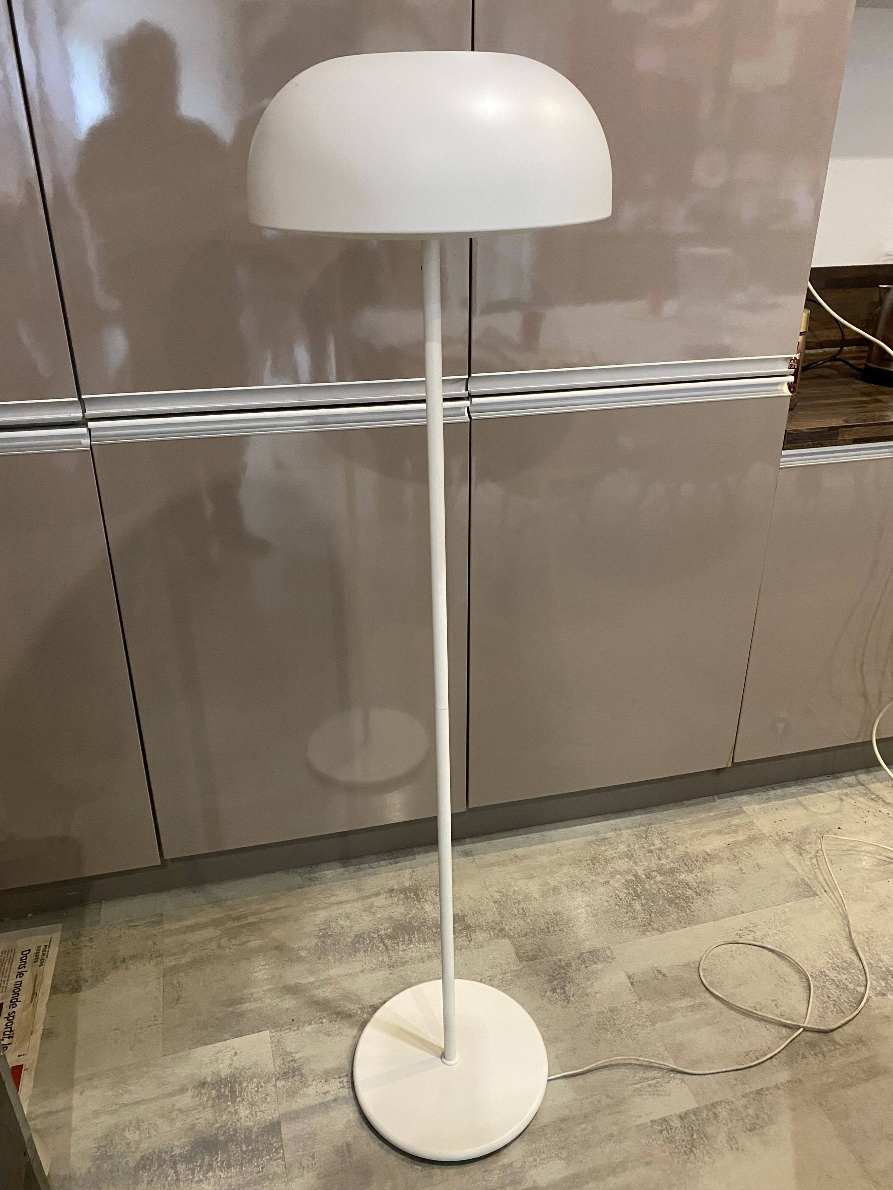 Lampadaire champignon Ikea Nymane TYP G1706 métal blanc vintage 1990