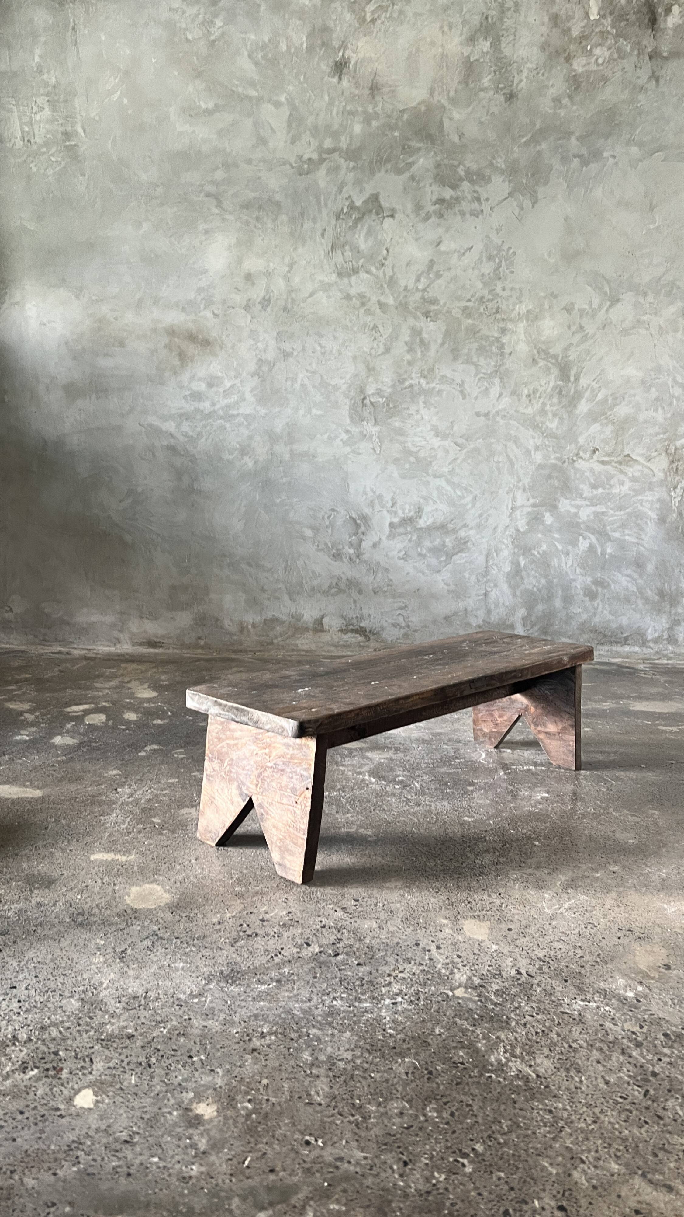 Small low Asian bench in upcycled old teak H:20 l:28 L70