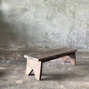 Petit banc bas asiatique en teck ancien upcyclé H:20 l:28 L70
