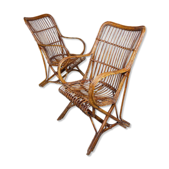 Pair of rattan armchairs