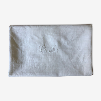 Nappe de vigneron, liteaux brodée et monogramme