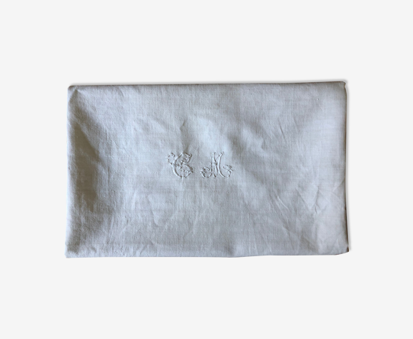 Nappe de vigneron, liteaux brodée et monogramme