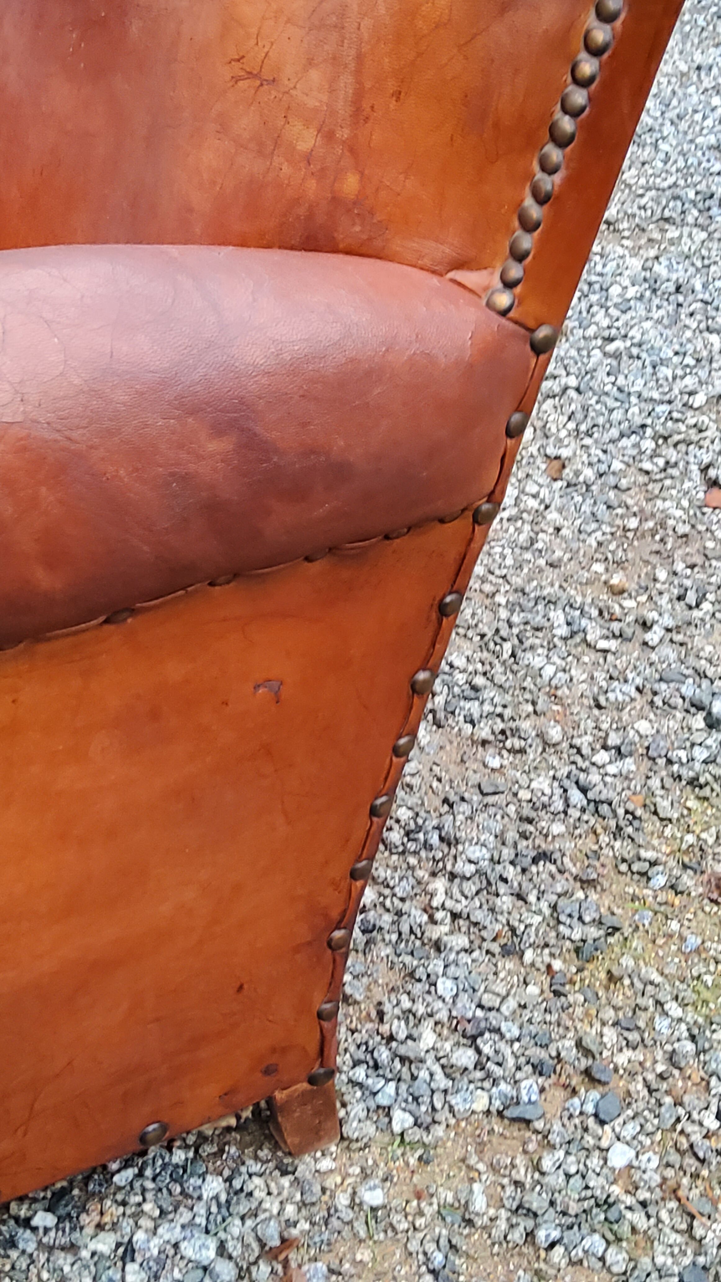 Leather club armchair back mustache from the 30s