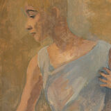 Étude féminine huile sur plaque de bois 24 x 30 cm